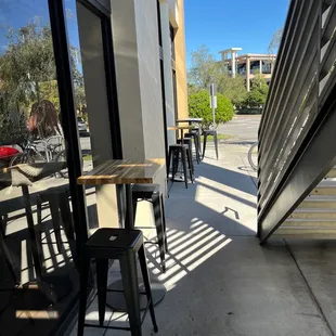 Outdoor seating (taken at 11:45am) shade just arrived.