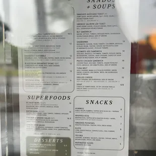 Menu as of June 2023