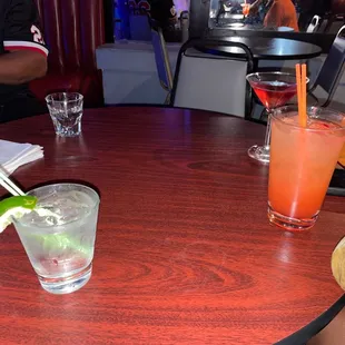 two cocktails on a table
