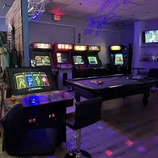 Video games, pool table