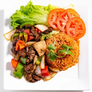 Shaken Filet Mignon Beef w Rice/Macaroni - Cm B Lc Lc (b filet mignon)