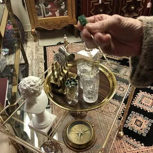 Little jade picks and a lovely bar display setup