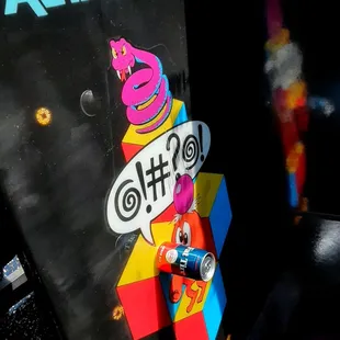 Q-bert game from 1980's and Fat Tire Amber at RETROCADE in Rowlett, TX.