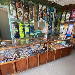 Decks, wheels, bearings, stickers, risers, keychains, wheel bags, &amp; more!