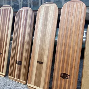 Locally handcrafted balance boards. The style and shape give retro vibes and a nod to old Hawaii surfing.