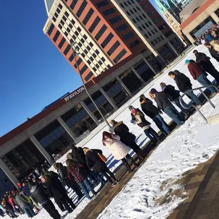 The line! Good thing it moved quickly!