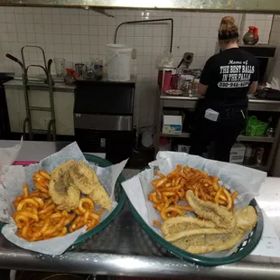 two baskets of fish and chips