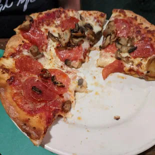 Personal pizza is enough to share with 2 and a salad or appetizer!