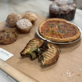 a variety of pastries on display