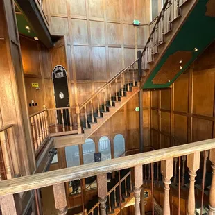 It's located upstairs