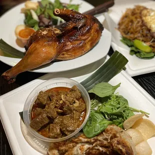 Nasi Lemak with Malay Baked Chicken, Roti Canai with Beef Rendang and noodles! - @eatwithher