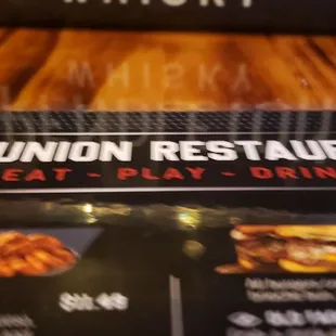 the menu of the restaurant