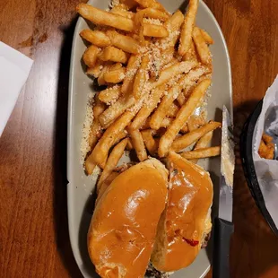 Popeye burger stuffed with spinach dip.
