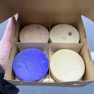 4 pack sampler. Ube, strawberry shortcake, banana cream, and plain.