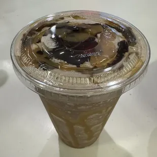 Ice blended Mocha with Caramel and chocolate syrup...soooo gooood!