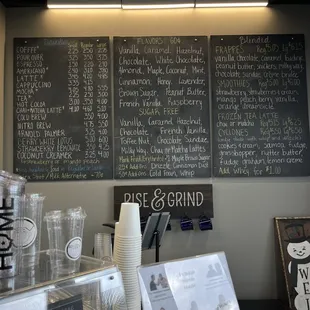 a menu on the wall