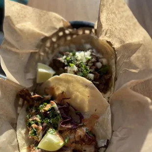 Carne asada &amp; grilled fish tacos