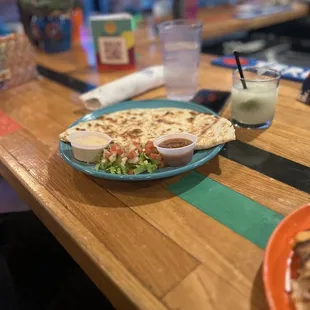 Quesadilla and frozen margarita