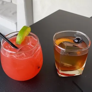 Bamba juice and an old fashioned.