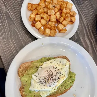 Avocado toast with potatoes. The potatoes tasted like someone opened a bag of Ore-Ida.