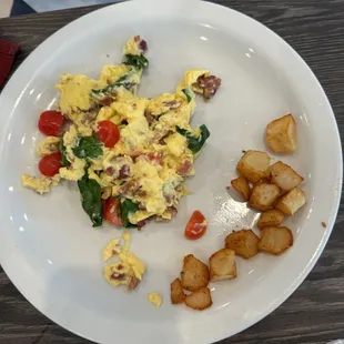 BLT scramble (he couldn't wait for me to take the photo so some missing).