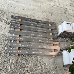 Coffee menu