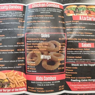 Revel Burger Menu as of 15-May-2023