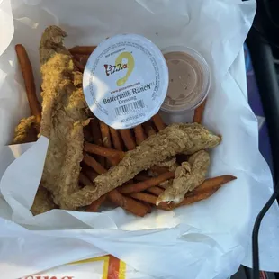 chicken tenders &amp; sweet potato fries