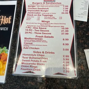 menu