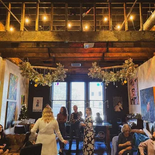 a group of people sitting around a table