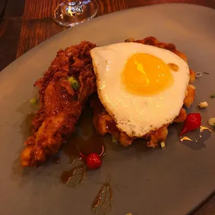 1/2 portion of chicken and waffles