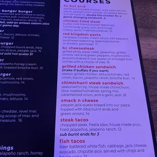 a menu for burgers