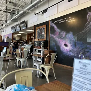 What a Welcoming cafe and love the Mural!