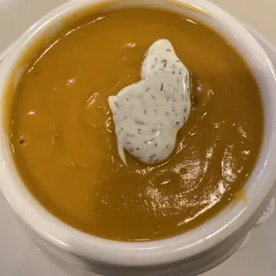 The delicious carrot and ginger soup