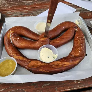 BiG Arse Pretzel!!! The queso is good but don&apos;t sleep on the compound butter! So good!