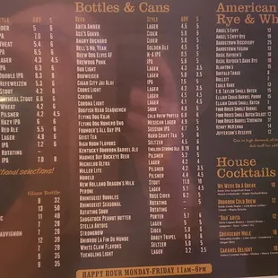 Beer menu