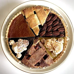 a variety of pies on a plate