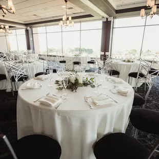 Reception table setting, all provided by the Revere (except florals).