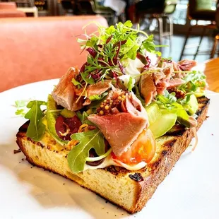 TUNA CONFIT &apos;NICOISE&quot; TARTINE sourdough, egg, olive, tomato, arugula, red onion, avocado