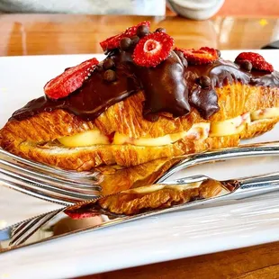 Chocolate strawberry croissant