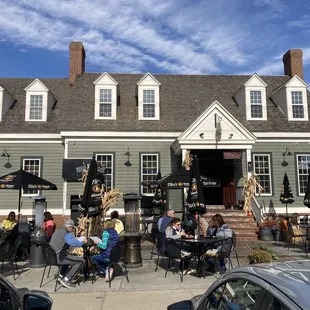 people eating outside