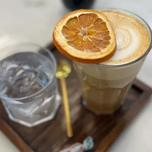 an orange slice on top