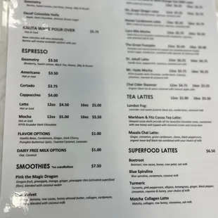 menu