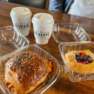 ham &amp; cheese croissant and the fruity danish