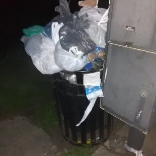Trash full for weeks.