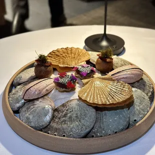 Bay Scallop // Mackerel // Eel Donut // Madeleine