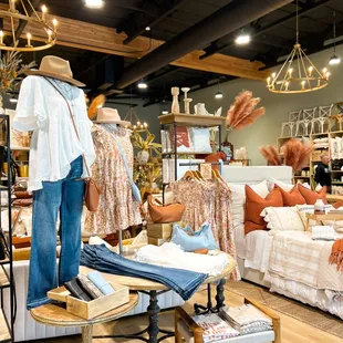 Our summer display showcasing our best selling denim and our bedding display!