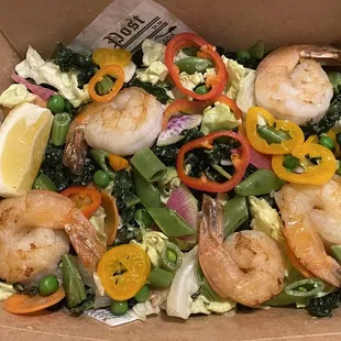 Kale Caesar Salad with Shrimp and Avocado