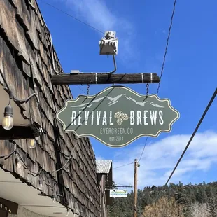 a sign for revival brews