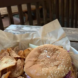 Fried Chicken Sandwich w/ Homemade potato chips